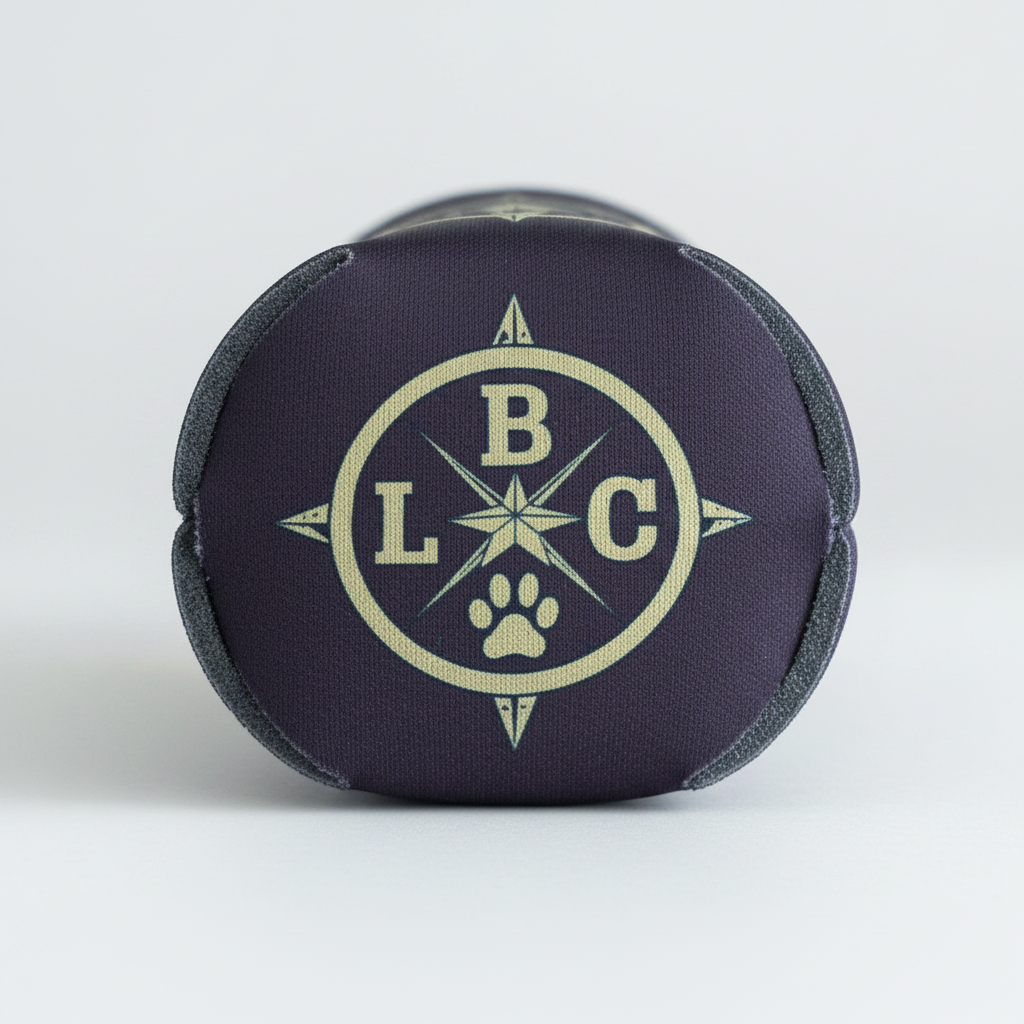LBC compass bottom of koozie