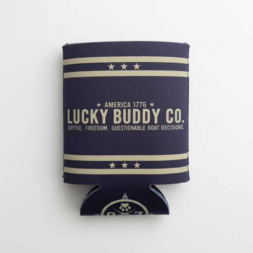 Lucky Buddy Co. back of koozie